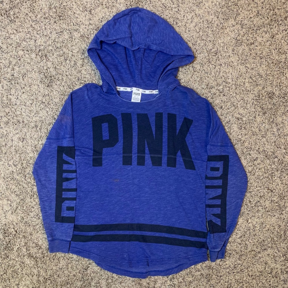 PINK Victoria's Secret Hoodie Blue XS Athletic Style Long Sleeve Top